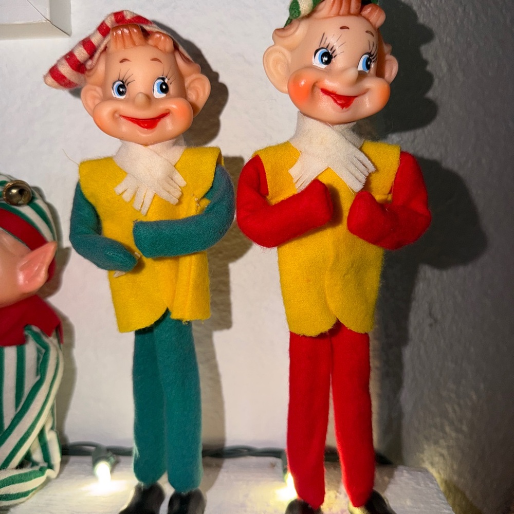 Vintage Elf Figurines in Colorful Outfits two figures bundle